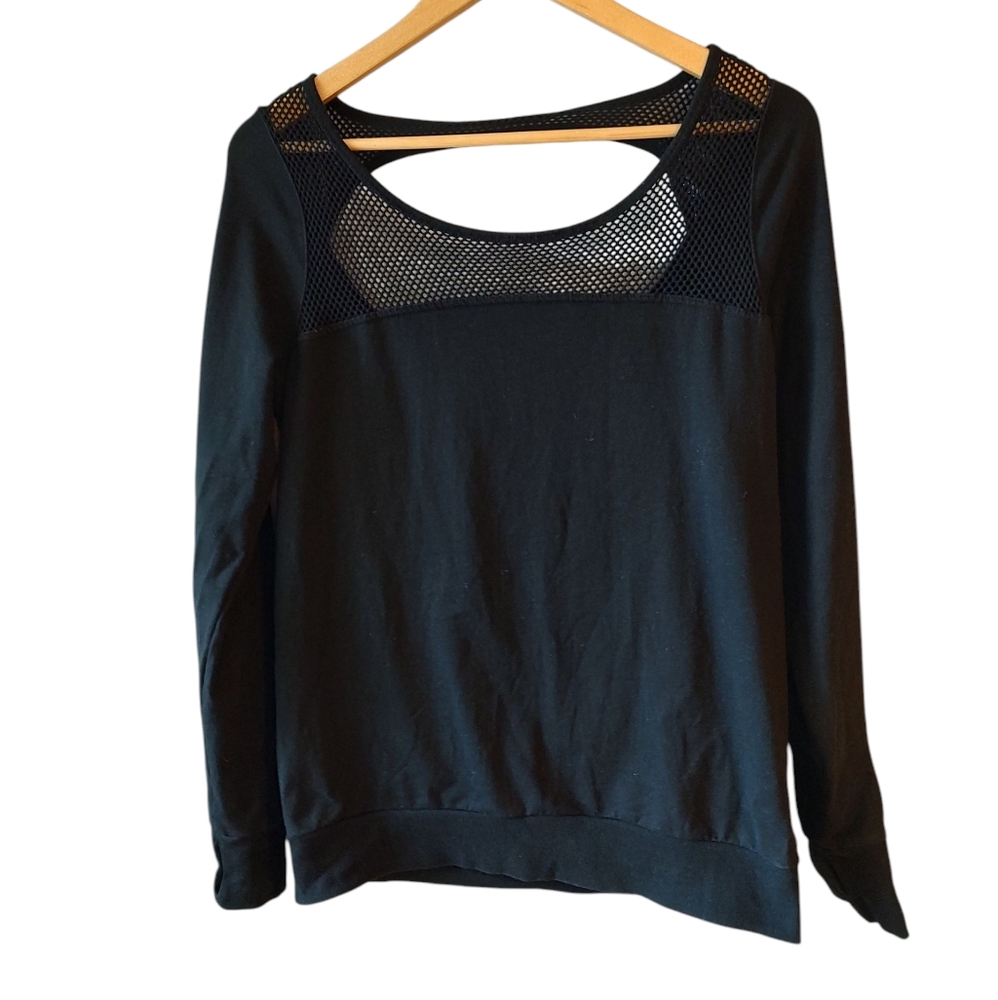 Fabletics Black Weston Sweatshirt with Mesh Panels and Thumbholes Size Medium - Picture 2 of 10
